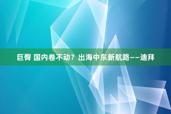 巨臀 国内卷不动？出海中东新航路——迪拜