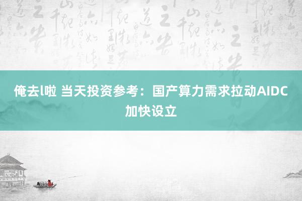 俺去l啦 当天投资参考：国产算力需求拉动AIDC加快设立