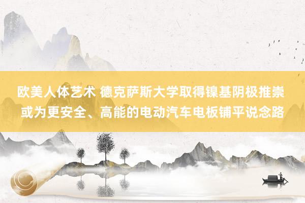 欧美人体艺术 德克萨斯大学取得镍基阴极推崇 或为更安全、高能的电动汽车电板铺平说念路