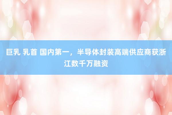 巨乳 乳首 国内第一，半导体封装高端供应商获浙江数千万融资