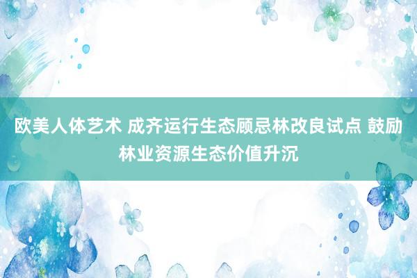 欧美人体艺术 成齐运行生态顾忌林改良试点 鼓励林业资源生态价值升沉