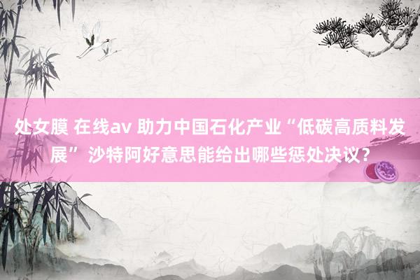 处女膜 在线av 助力中国石化产业“低碳高质料发展” 沙特阿好意思能给出哪些惩处决议？