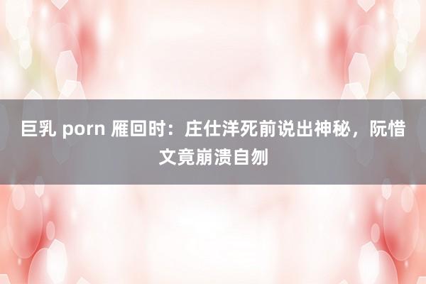 巨乳 porn 雁回时：庄仕洋死前说出神秘，阮惜文竟崩溃自刎