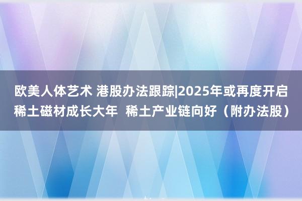欧美人体艺术 港股办法跟踪|2025年或再度开启稀土磁材成长大年  稀土产业链向好（附办法股）