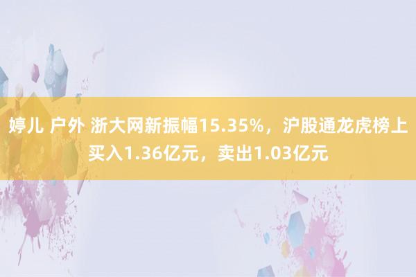 婷儿 户外 浙大网新振幅15.35%，沪股通龙虎榜上买入1.36亿元，卖出1.03亿元