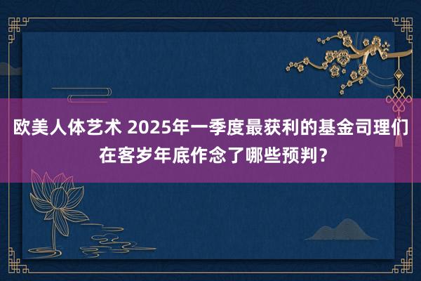 欧美人体艺术 2025年一季度最获利的基金司理们 在客岁年底作念了哪些预判？