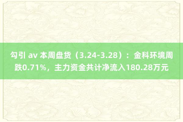 勾引 av 本周盘货（3.24-3.28）：金科环境周跌0.71%，主力资金共计净流入180.28万元
