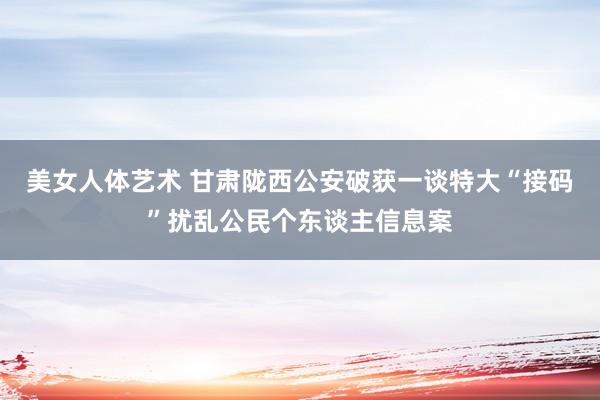 美女人体艺术 甘肃陇西公安破获一谈特大“接码”扰乱公民个东谈主信息案
