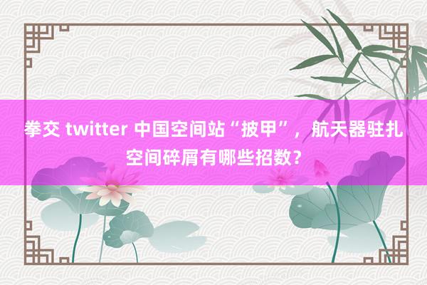 拳交 twitter 中国空间站“披甲”，航天器驻扎空间碎屑有哪些招数？
