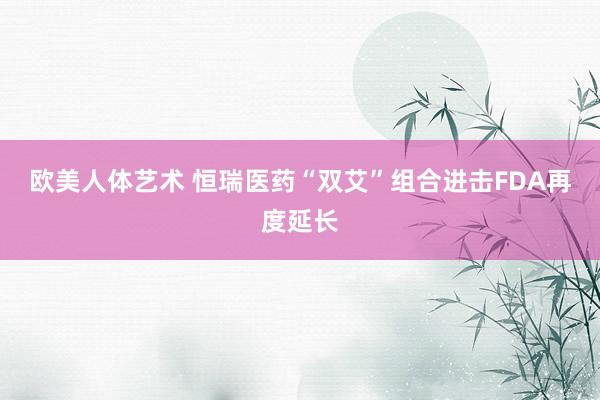 欧美人体艺术 恒瑞医药“双艾”组合进击FDA再度延长