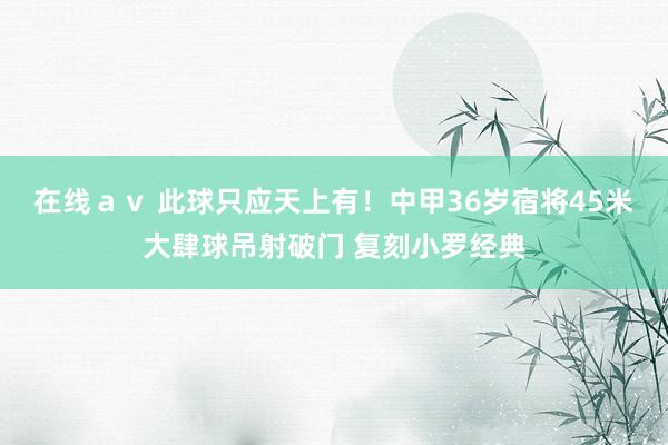 在线ａｖ 此球只应天上有！中甲36岁宿将45米大肆球吊射破门 复刻小罗经典