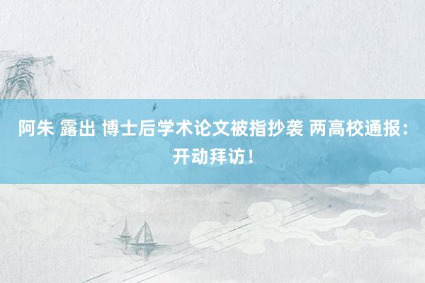 阿朱 露出 博士后学术论文被指抄袭 两高校通报：开动拜访！