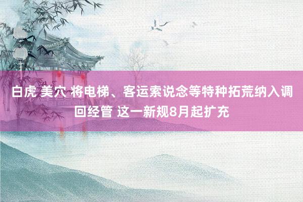 白虎 美穴 将电梯、客运索说念等特种拓荒纳入调回经管 这一新规8月起扩充