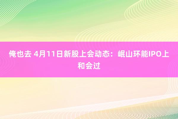俺也去 4月11日新股上会动态：岷山环能IPO上和会过