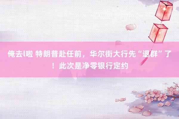 俺去l啦 特朗普赴任前，华尔街大行先“退群”了！此次是净零银行定约