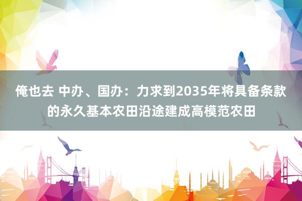 俺也去 中办、国办：力求到2035年将具备条款的永久基本农田沿途建成高模范农田