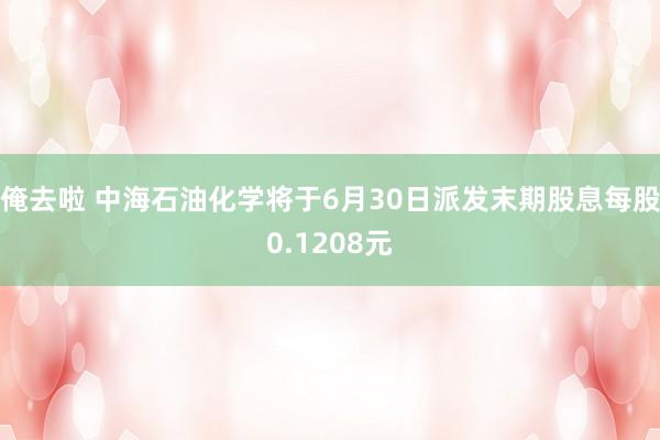 俺去啦 中海石油化学将于6月30日派发末期股息每股0.1208元